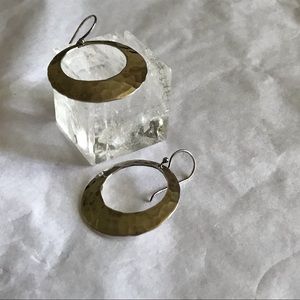 Hammered Circle Hoop Dangle Sterling Earrings
